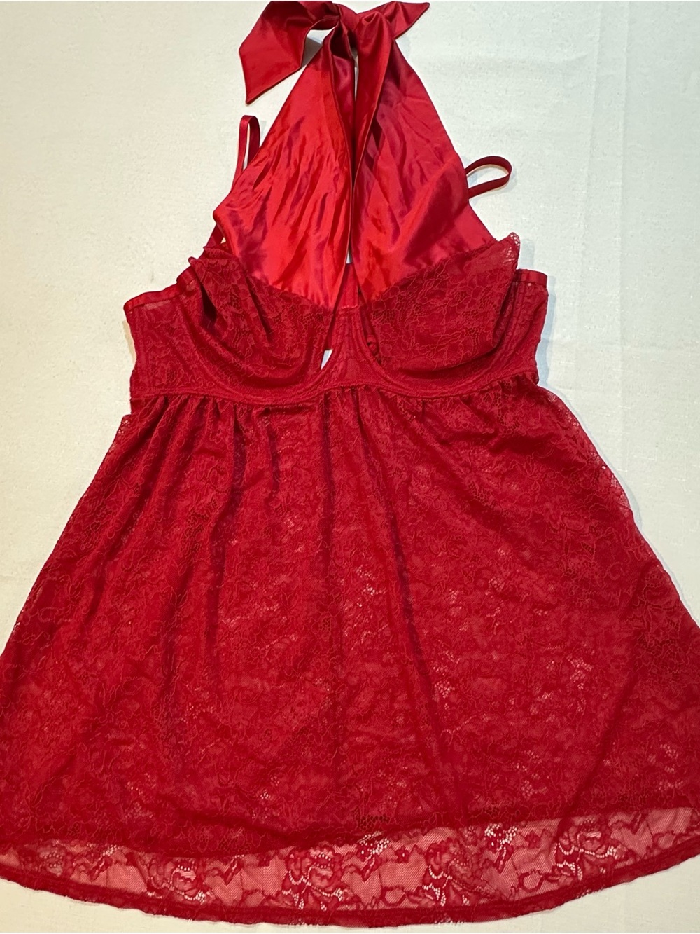 Torrid Curve Red Lace Underwire Halter Babydoll Size 1